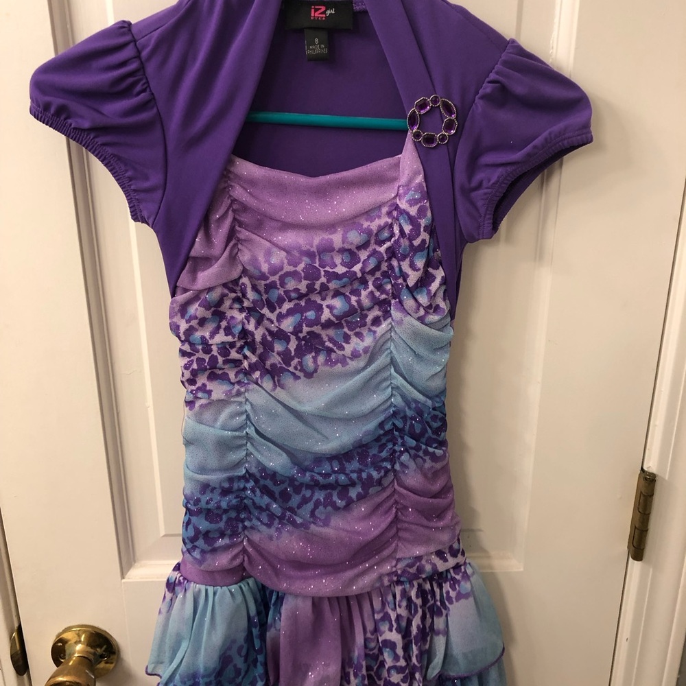 Purple and Blue Leopard Print Dress with Bolero